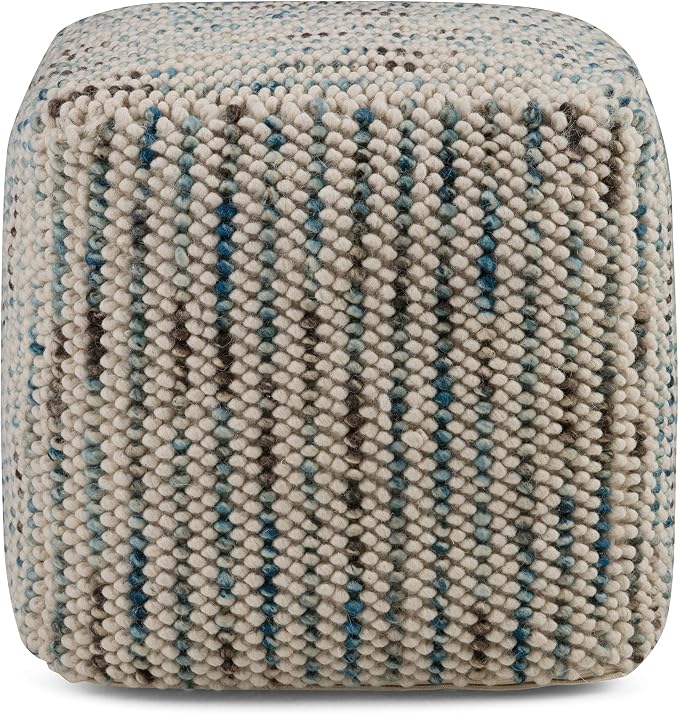 SIMPLIHOME Charlie 78" Wide Performance Fabric 2-Seater Sofa in Cream | Boho footstool, extra seating for home living room or bedroom or kids room with assembled design, assembled; pouf ottoman.
