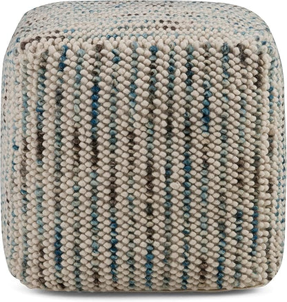 SIMPLIHOME Charlie 78" Wide Performance Fabric 2-Seater Sofa in Cream | Boho footstool, extra seating for home living room or bedroom or kids room with assembled design, assembled; pouf ottoman.