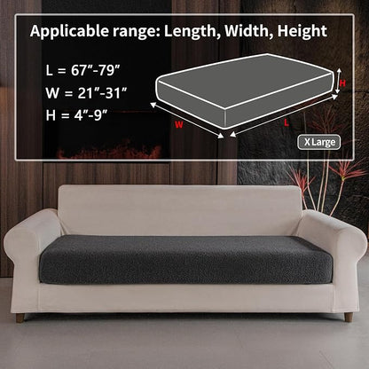 OHSIO Couch Cushion Covers for Sectional Sofa, Stretch Soft Sofa Slipcovers Washable Wear-Resistant Universal Furniture Protector for Living Room(1 Piece Oversized Cover, Dark Gray)