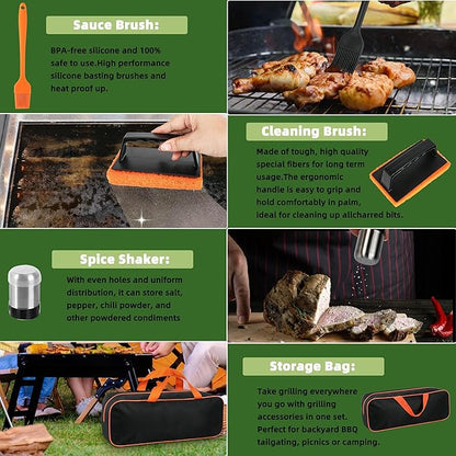 42PCS Blackstone Griddle Accessories Kit, Flat Top Grill Accessories Set for Blackstone and Camp Chef, Grill Spatula Set with Melting Dome, Burger Press, Gifts for Men, for Men