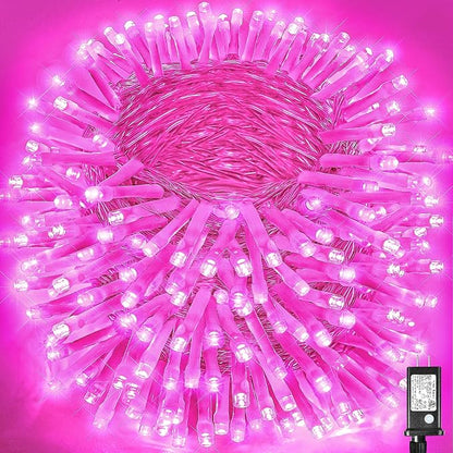 800 LED Pink String Lights Indoor Valentines Day Decorations, 262 FT Valentines Day Lights Waterproof with 8 Modes, Clear Wire Pink Fairy Lights Plug in for Valentine Day Wedding Party Bedroom Decor