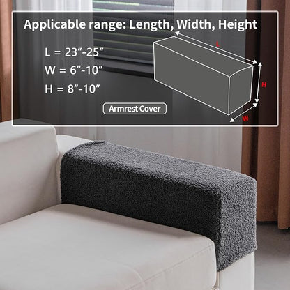 OHSIO Couch Cushion Covers for Sectional Sofa, Stretch Soft Sofa Slipcovers Washable Wear-Resistant Universal Furniture Protector for Living Room(1 Piece Armrest Cover, Dark Gray)