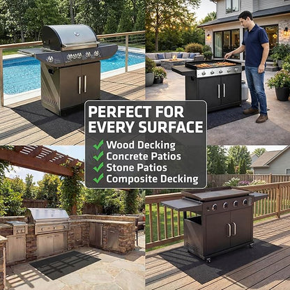 Drymate Under Grill & Griddle Mat, Absorbent, Waterproof, Easy To Clean, Reusable, Deck Protector for Outdoor Gas Grill, BBQ Floor Mat for Patio, Grease & Oil Trap Pad (USA Made) (Charcoal, 36" x 59")