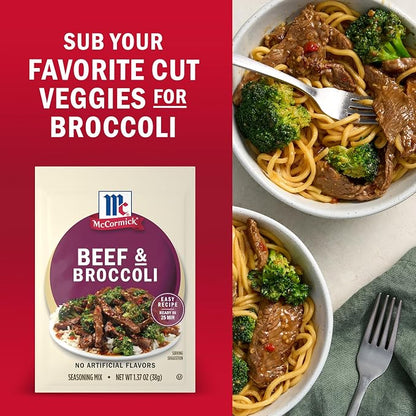 McCormick Seasoning Mix, Beef & Broccoli, No Artificial Flavors, For Restaurant-Style Beef & Broccoli in Just 25 Minutes, 1.37 oz (Pack of 12)