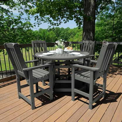 highwood AD-CNL48-CGE Lehigh 5-Piece Round Counter Height Dining Set, Coastal Teak