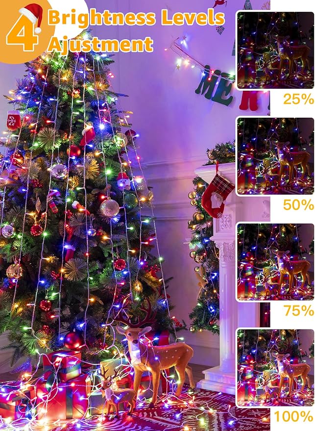 Guhope Christmas String Lights Indoor 1200LED 196FT, Waterproof Outdoor String Lights with Remote and Timer, 8 Modes Dimmable Christmas Lights for Indoor Outdoor Party Holiday Decorations (Multicolor)