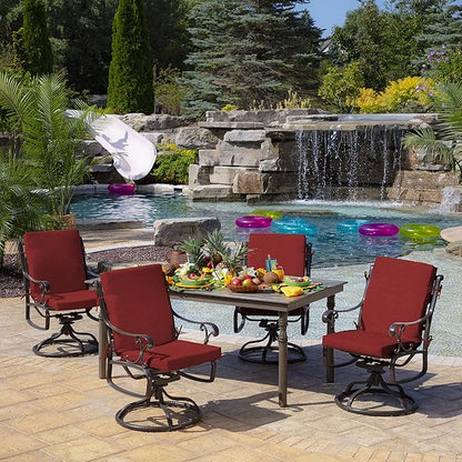 Arden 2-Pack Outdoor Patio Dining Chair Cushion, 20x44, Rain-Proof Seat Pad, Fade-Resistant Outdoor Cushion Ruby Red Leala