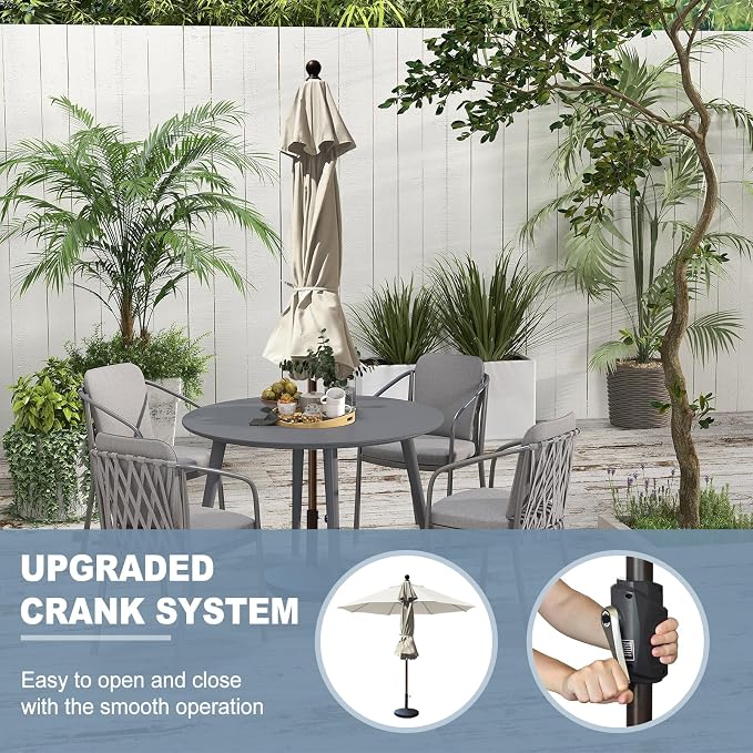 EliteShade USA 10-Year-Non-Fading 10Ft Market Patio Umbrella, UPF 50+ UV Protection Performance Sun Umbrella, Heavy Duty Commercial Grade Outdoor Table Umbrella with Crank, Windproof Vented Top for Garden, Pool, Deck and Outdoor Playsets, No Tilt, Anti...