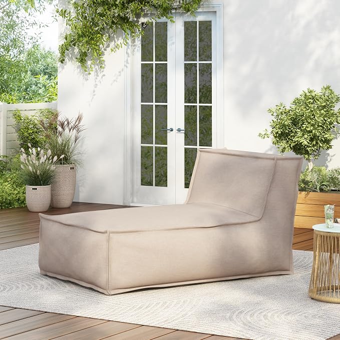 Merax Outdoor Bean Bag Chairs, 61" L Lounger Chair for Adults Bean Bag Couch Sofa with Memory Foam Filled for Patio Pool Balcony & Desk, Water-Repellence Fabric Outside Beanbag Chair