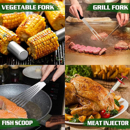 134 Pcs Griddle Accessories Kit, Perfect Hibachi Flat Top Grill Tools for Blackstone and Camp Chef, Enlarged Beefed-up Grill Spatula Gift Set with Basting Cover, Burger Press for Outdoor BBQ.