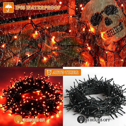 MZD8391 105FT 300LED Halloween Light, Orange Purple Christmas Light | Remote, Waterproof, 100% UL Listed, Halloween String Light Outdoor Indoor, End To End Connect, 8 Light Mode, Timer & Memory