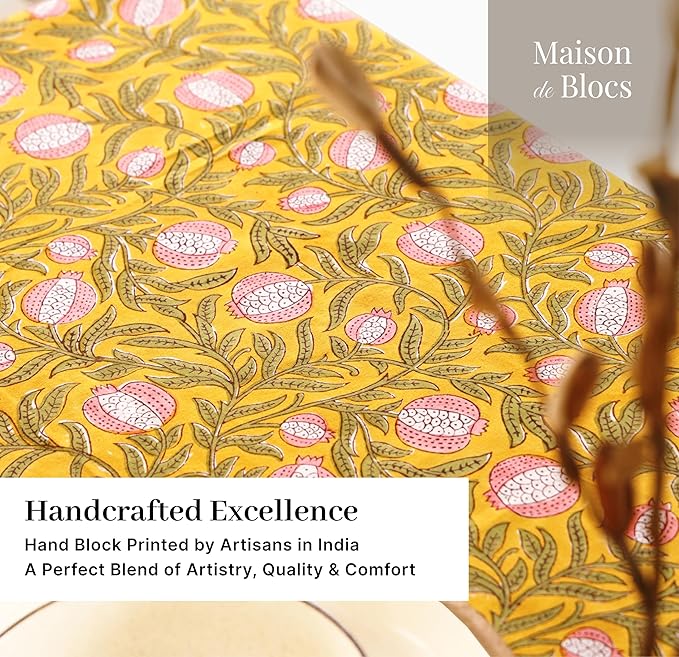 100% Cotton Hand Block Printed, Tablecloth for Kitchen, Dining, Table Cover for Parties, Chritmas, Weddings, Barbecues and Summer picnics Table Cloth