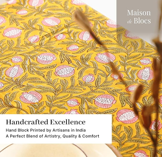 100% Cotton Hand Block Printed, Tablecloth for Kitchen, Dining, Table Cover for Parties, Chritmas, Weddings, Barbecues and Summer picnics Table Cloth