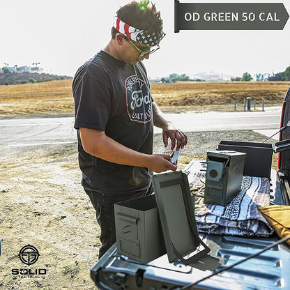 Lockable Metal Ammo Storage Box - Military & Army Steel Ammo Can for Ammunition Storage - Waterproof Ammo Crate Utility Box