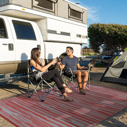 GENIMO Outdoor Rug, Waterproof Plastic Rugs for Patio, 6'x9' Crimson Grey | Outside Larger Modern Carpet Mat for Porch Decor, Deck, Balcony, Camping, RV, Backyard, Picnic, Beach, Reversible, Foldable