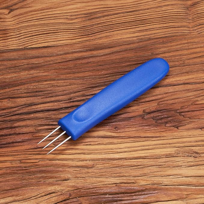 3-Prong Sausage Pricker Tool, 6.5 Inch Stainless Steel Meat Needle for Sausage Making, with Non-Slip Handle & Storage Case for Sausage Making