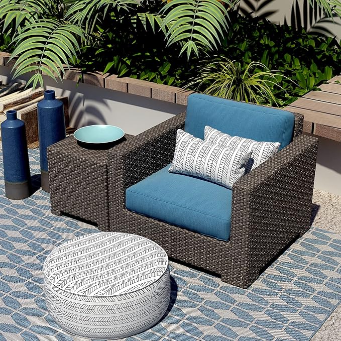 LVTXIII Outdoor Pillow Covers 12” x 20” Patio Lumbar Pillwo Cases Decorative Throw Pillowcase Shell for Couch Garden Furniture Use, Herringbone Black White, 2 Pack