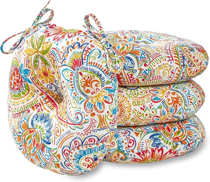 Greendale Home Fashions Jubilee Outdoor 15-inch Bistro Seat Cushion, Set of 4