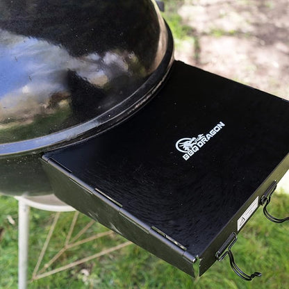 BBQ Dragon Weber Grill Side Table – Foldable Grill Shelf with Hooks for 22" Kettle Grills – Portable & Durable Bottom Shelf for Accessories – Space Saving Attachment for Outdoor Cooking