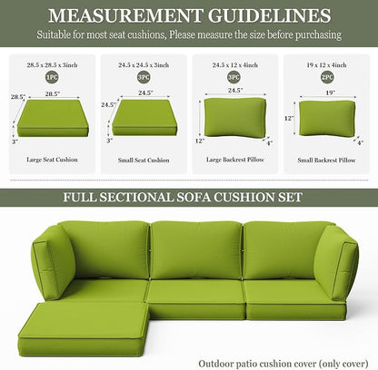 9 Pcs Outdoor Patio Cushions Covers Replacement Sets, Covers Only | 9 Pcs Patio Cushions Covers Replacement UV Resistant, Water Anti-Slip, Heavy-Duty Zippers for 5 Pcs Patio Furniture Set