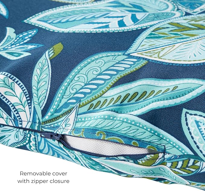 Modern Outdoor Chaise Lounge Cushion with Ties – Durable Polyester Fabric, Channel-Filled Polyfiber Insert, Removable Zippered Cover, Botanical Crestwood