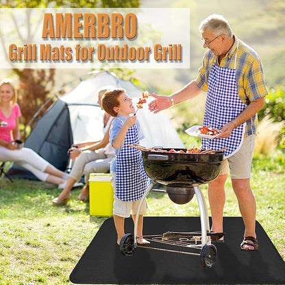Grill Mats for Outdoor Grill - Fireproof BBQ Matt for Under grill, Gas Grills to Protect Patio and Deck, Oil-proof Griddle Accessories Compatible with Blackstone, Weber, Royal Gourmet, 65 x 48 in