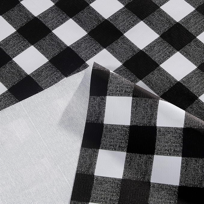 sancua Checkered Vinyl Rectangle Tablecloth Table Cloth, 60x84 Inch | 100% Waterproof Oil Proof Spill Proof PVC Table Cloth, Wipe Clean Cover for Dining Tables, Buffet Parties, Black and White