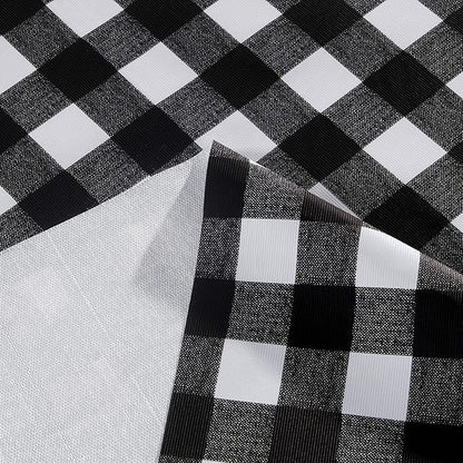sancua Checkered Vinyl Rectangle Tablecloth Table Cloth, 60x84 Inch | 100% Waterproof Oil Proof Spill Proof PVC Table Cloth, Wipe Clean Cover for Dining Tables, Buffet Parties, Black and White
