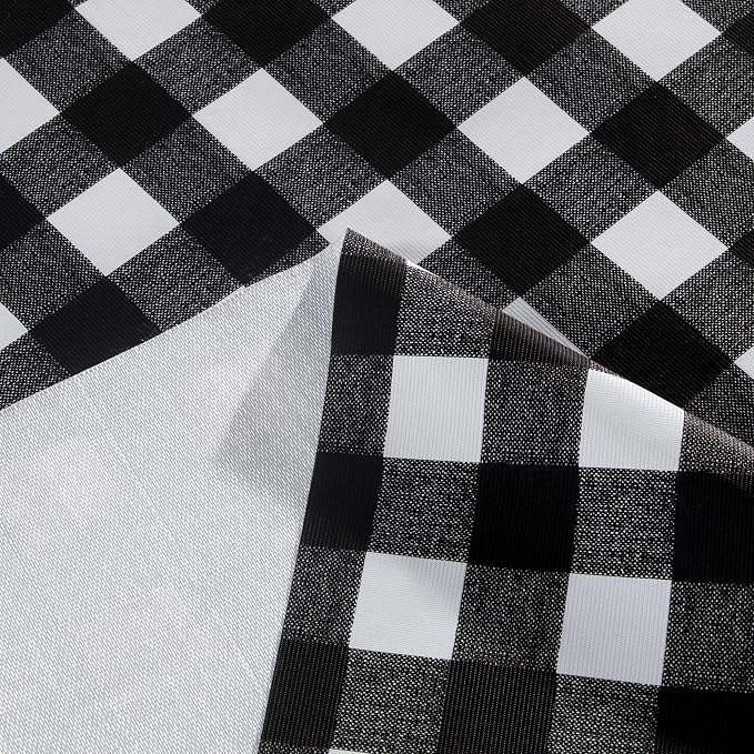 sancua Checkered Vinyl Rectangle Tablecloth Table Cloth, 52x70 Inch | 100% Waterproof Oil Proof Spill Proof PVC Table Cloth, Wipe Clean Cover for Dining Tables, Buffet Parties, Black and White
