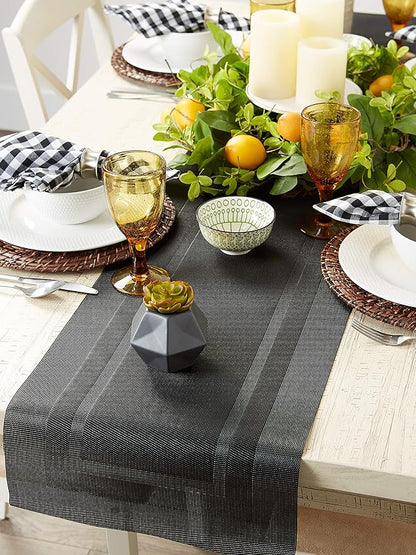 DII PVC Tabletop Collection Woven Indoor/Outdoor, Table Runner, 14x72, Black (Pack of 12)