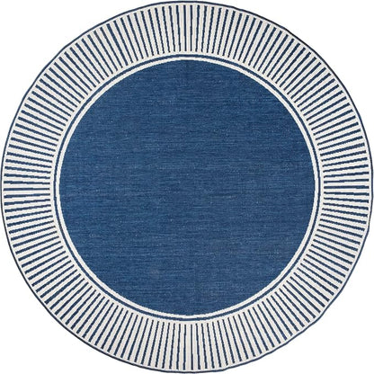 nuLOOM Asha Navy Bordered Power Loomed Indoor/Outdoor Area Rug, 8' Round