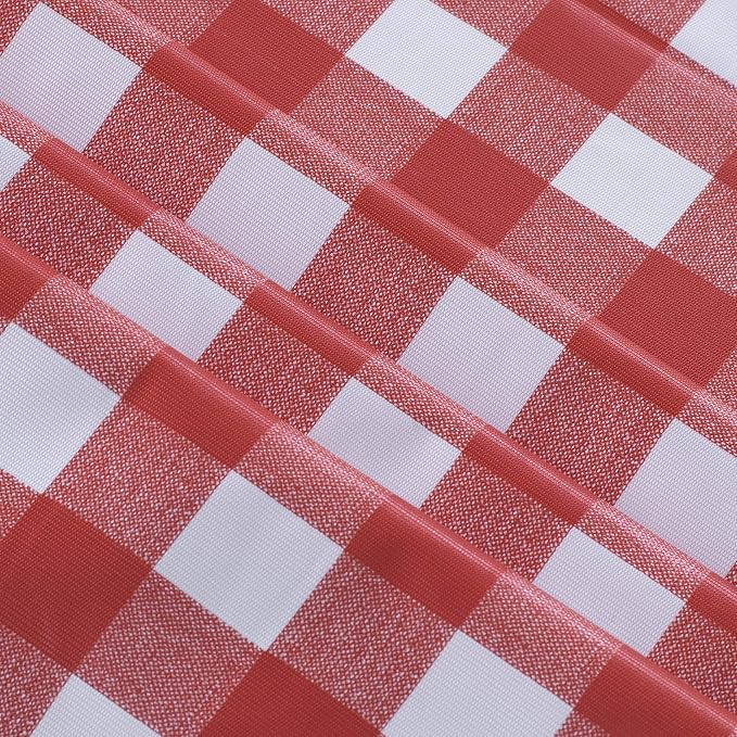 sancua Checkered Vinyl Square Tablecloth Table Cloth, 54x54 Inch | 100% Waterproof Oil Proof Spill Proof PVC Table Cloth, Wipe Clean Cover for Dining Tables, Buffet Parties, Red and White