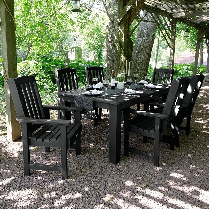 Highwood AD-ST7LH1CO4AA-BKE Lehigh 7pc Rectangular Dining Set 72" x 42", Black