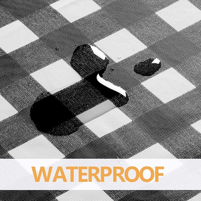 sancua Checkered Vinyl Square Tablecloth Table Cloth, 54x54 Inch | 100% Waterproof Oil Proof Spill Proof PVC Table Cloth, Wipe Clean Cover for Dining Tables, Buffet Parties, Black and White