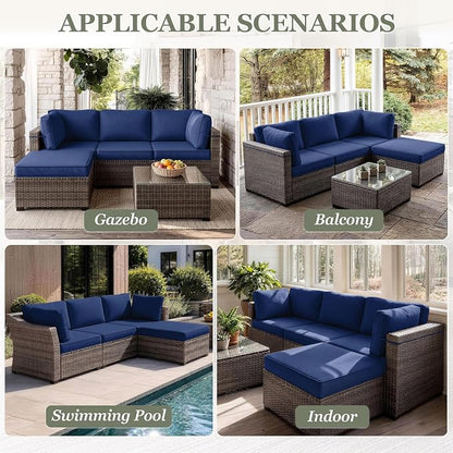 9 Pcs Outdoor Patio Cushions Covers Replacement Sets, Covers Only | 9 Pcs Patio Cushions Covers Replacement UV Resistant, Water Anti-Slip, Heavy-Duty Zippers for 5 Pcs Patio Furniture Set