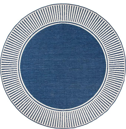 nuLOOM Asha Navy Bordered Power Loomed Indoor/Outdoor Area Rug, 8' Round