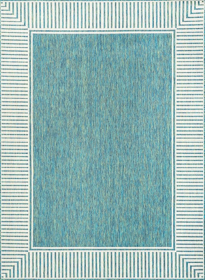 nuLOOM Asha Teal Bordered Power Loomed Indoor/Outdoor Area Rug, 10' x 12'