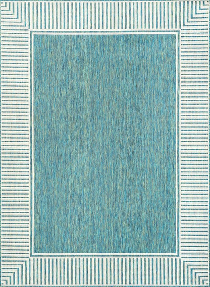 nuLOOM Asha Teal Bordered Power Loomed Indoor/Outdoor Area Rug, 8' x 10'