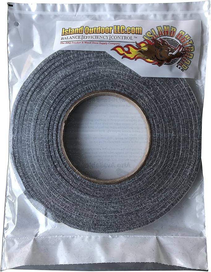 Grey Lavalock Gasket High Temp BBQ Smoker Grill Self Stick 1" x 1/4" x 15'