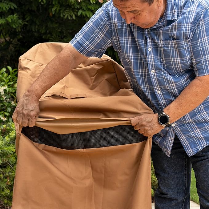 Kenmore 56-Inch Heavy-Duty Grill Cover for Outdoor BBQ Propane Gas Grills, Weather-Resistant, UV- and Fade-Resistant, Universal Fit Cover for 4-Burner Gas Grills, Tan