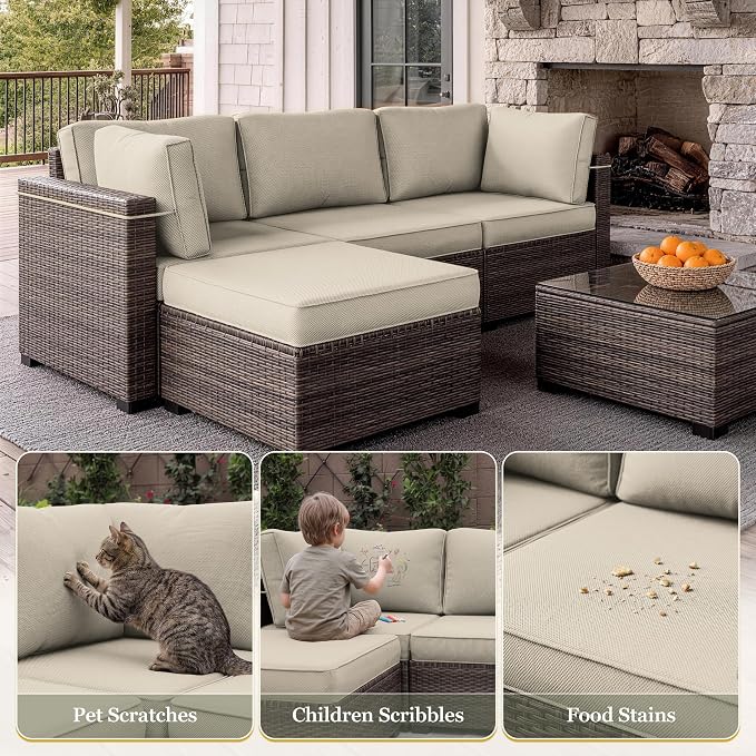 9 Pcs Outdoor Patio Cushions Covers Replacement Sets, Covers Only | 9 Pcs Patio Cushions Covers Replacement UV Resistant, Water Anti-Slip, Heavy-Duty Zippers for 5 Pcs Patio Furniture Set