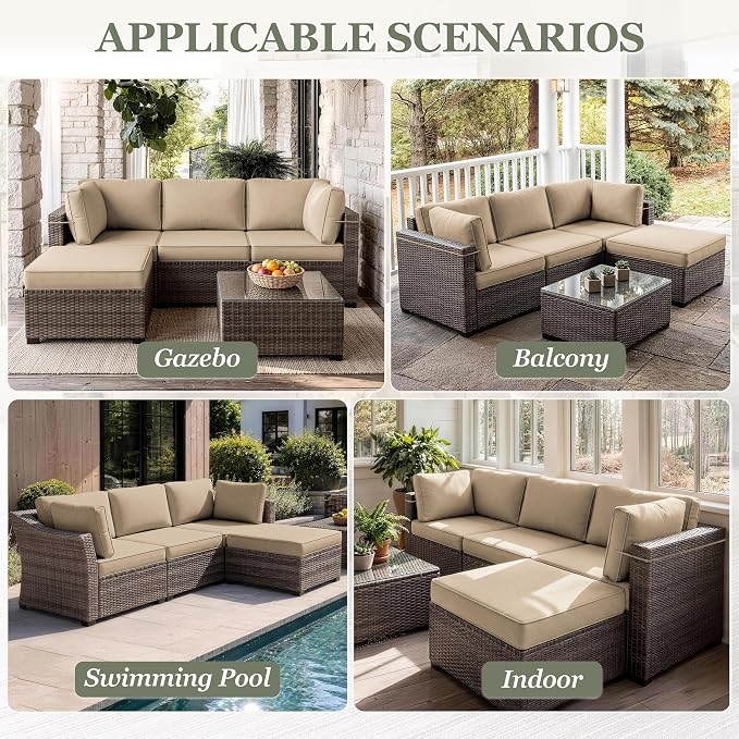 9 Pcs Outdoor Patio Cushions Covers Replacement Sets, Covers Only | 9 Pcs Patio Cushions Covers Replacement UV Resistant, Water Anti-Slip, Heavy-Duty Zippers for 5 Pcs Patio Furniture Set