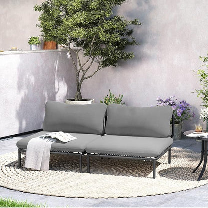 Crestlive Products Oversized Outdoor Couch, 2-Seater Modular Sectional Sofa with Cushions, Modern Patio Conversation Set for Backyard, Deck, Porch or Poolside