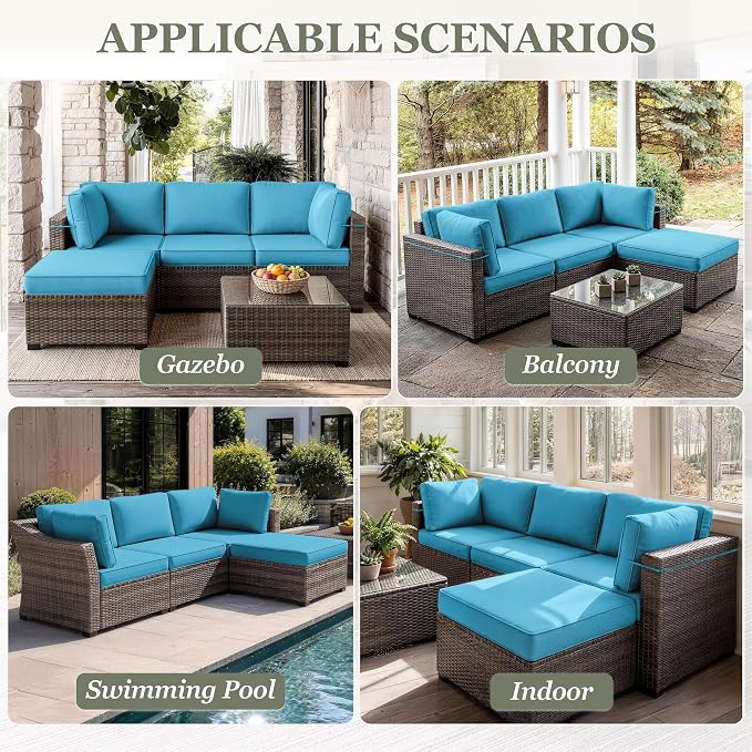9 Pcs Outdoor Patio Cushions Covers Replacement Sets, Covers Only | 9 Pcs Patio Cushions Covers Replacement UV Resistant, Water Anti-Slip, Heavy-Duty Zippers for 5 Pcs Patio Furniture Set