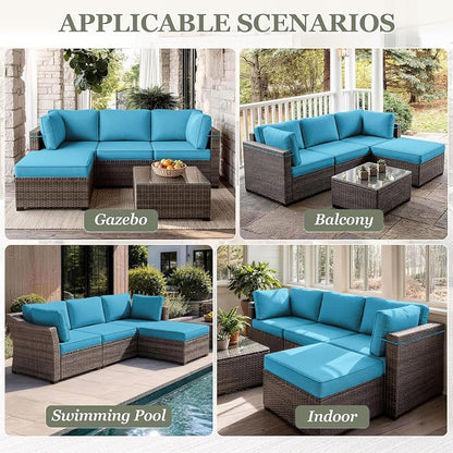 9 Pcs Outdoor Patio Cushions Covers Replacement Sets, Covers Only | 9 Pcs Patio Cushions Covers Replacement UV Resistant, Water Anti-Slip, Heavy-Duty Zippers for 5 Pcs Patio Furniture Set