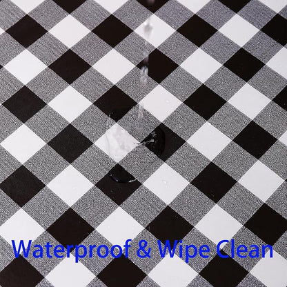 Heavy Duty Vinyl Tablecloth with Flannel Backing Waterproof Oil-Proof Plastic Table Cloth Stain-Resistant Wipeable Rectangle or Square Table Cover for Indoor and Outdoor (Black Checkered, 52x70 Inch)