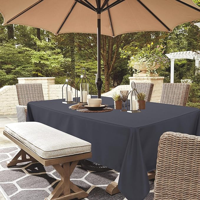 LUSHVIDA Square Outdoor Tablecloth with Umbrella Hole and Zipper, 54x54 Inch Grey, Washable Waterproof Table Cloth Spill Proof Wrinkle Free Table Cover for Patio Spring Summer Picnic BBQS