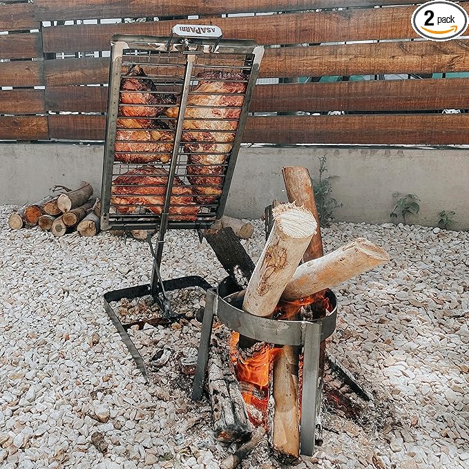 Heavy duty Iron Cross Argentinian asador grill Made in Argentina - Premium Argentine Grill - Parrilla Asado - Fully disassembled (Grill + Brazier)