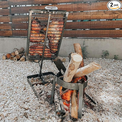 Heavy duty Iron Cross Argentinian asador grill Made in Argentina - Premium Argentine Grill - Parrilla Asado - Fully disassembled (Grill + Brazier)