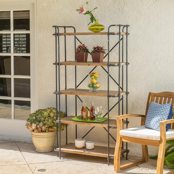 Christopher Knight Home SOHO Indoor-Outdoor Antique Finish -Outdoor Iron 5-Shelf Bookcase